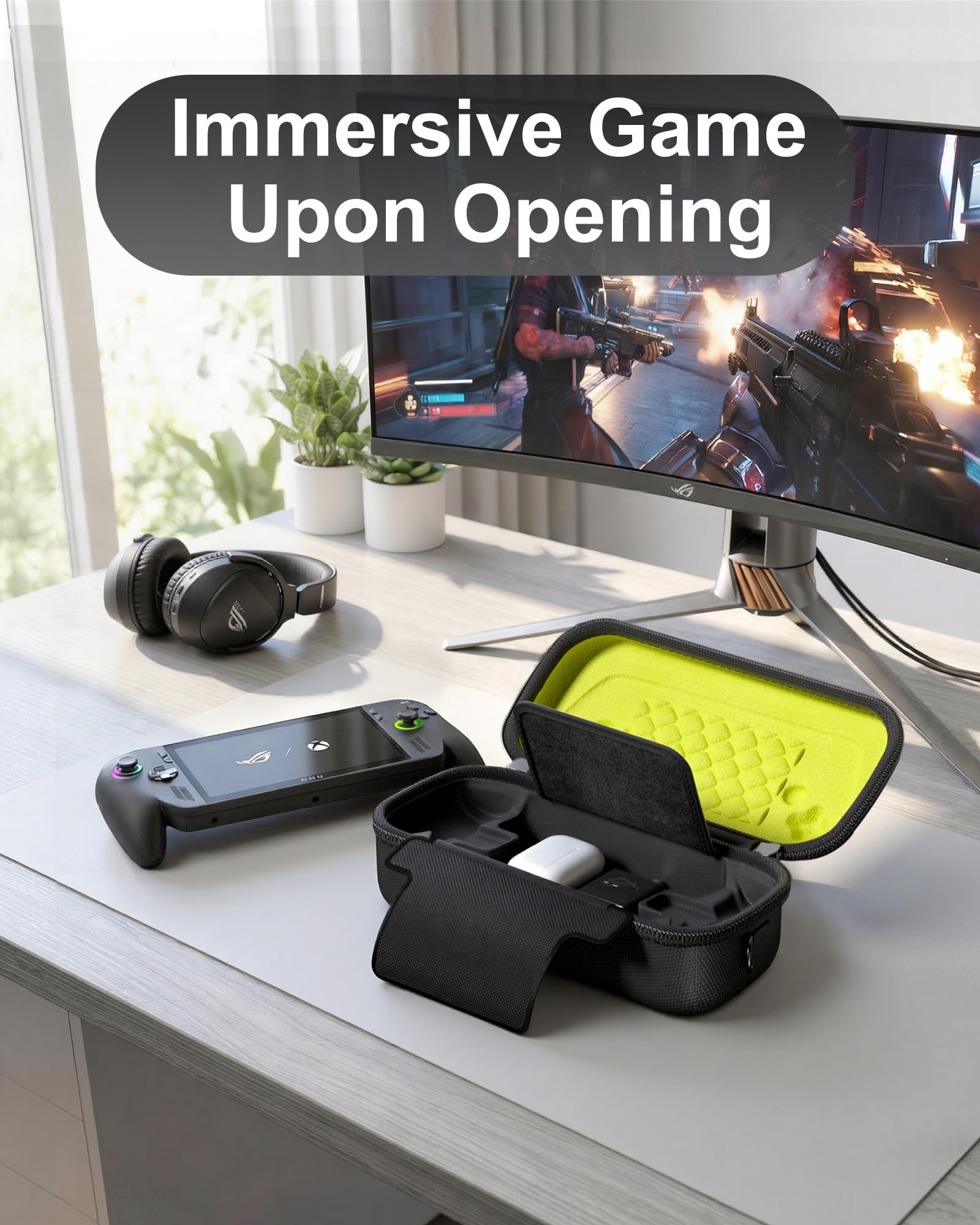 ProCase Borsa Grande per ASUS ROG Xbox Ally / ROG Xbox Ally X 2025, Custodia Protettiva Rigida Antiscivolante, Borsa da Viaggio per Adattatore Consola e Accessori - Nero