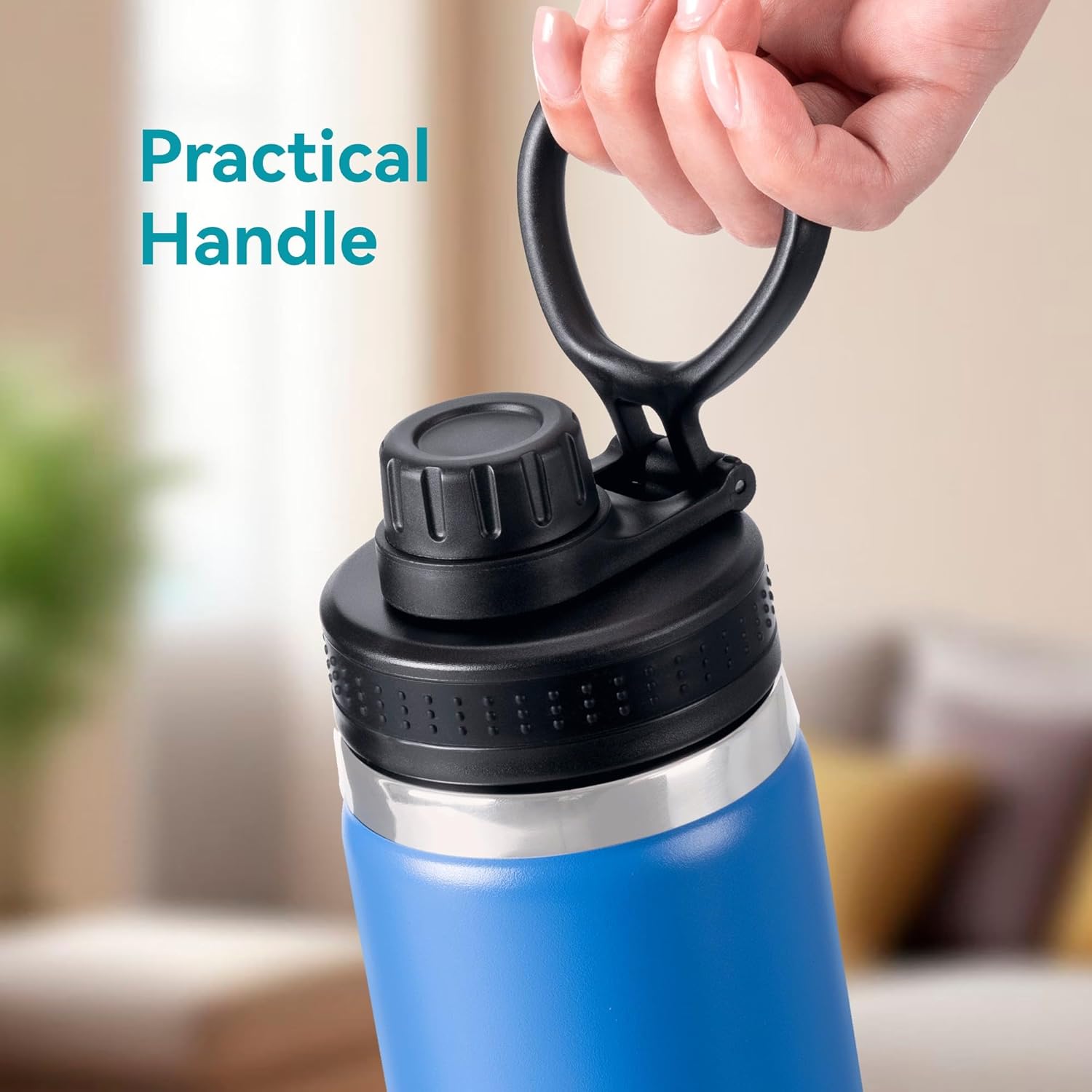 Wide Mouth Water Bottle Lid with Flexible Handle, BPA Free Leak-Proof Spout Lid Compatible with Hydro Flask 12/16/18/20/32/40/64 Oz, Simple Modern, Takeya, Iron Flask, Most Wide Mouth Bottles - Image 4