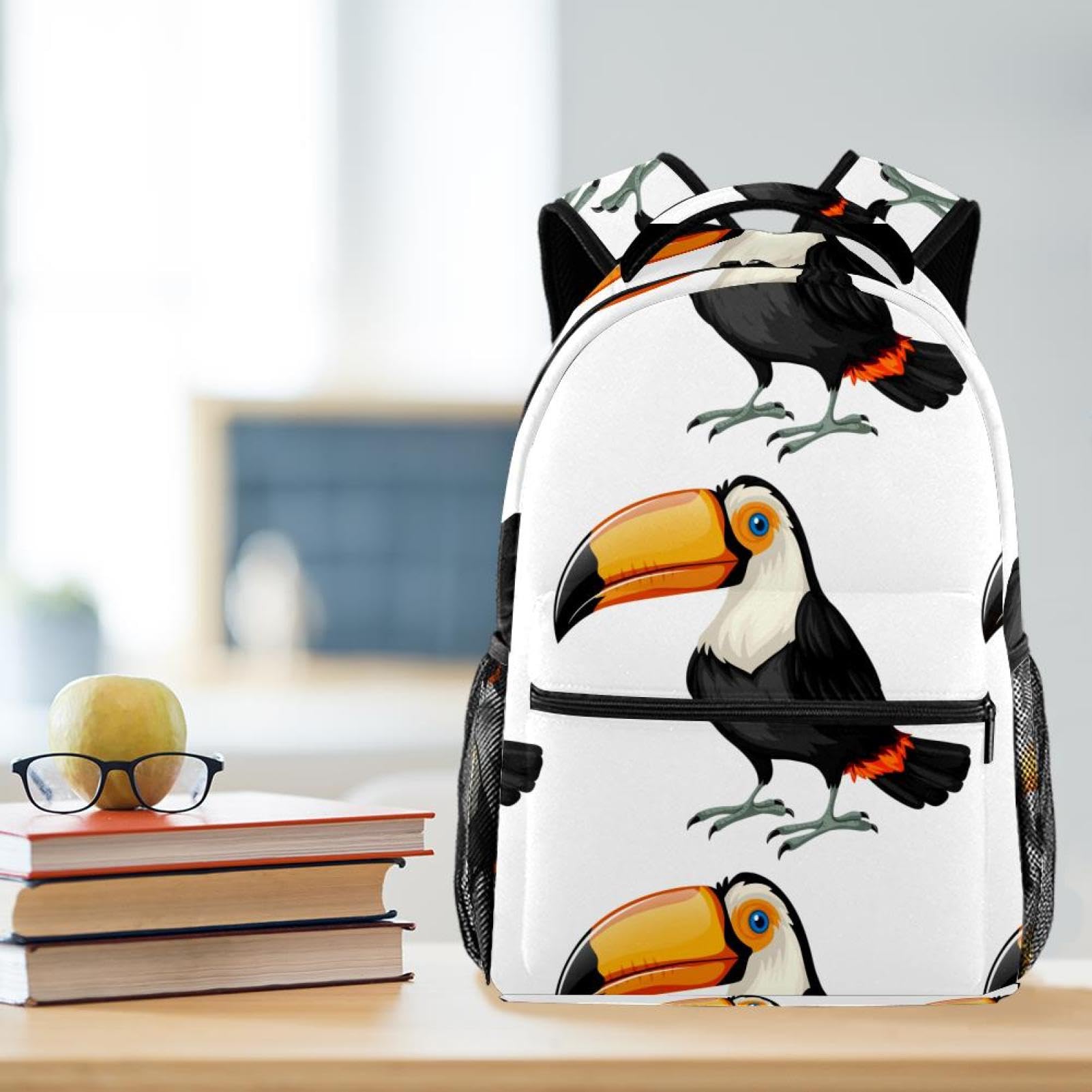 Zaino scolastico per uomini e donne, borsa da viaggio per computer portatile con uccello, leggero, zaino casual per libri