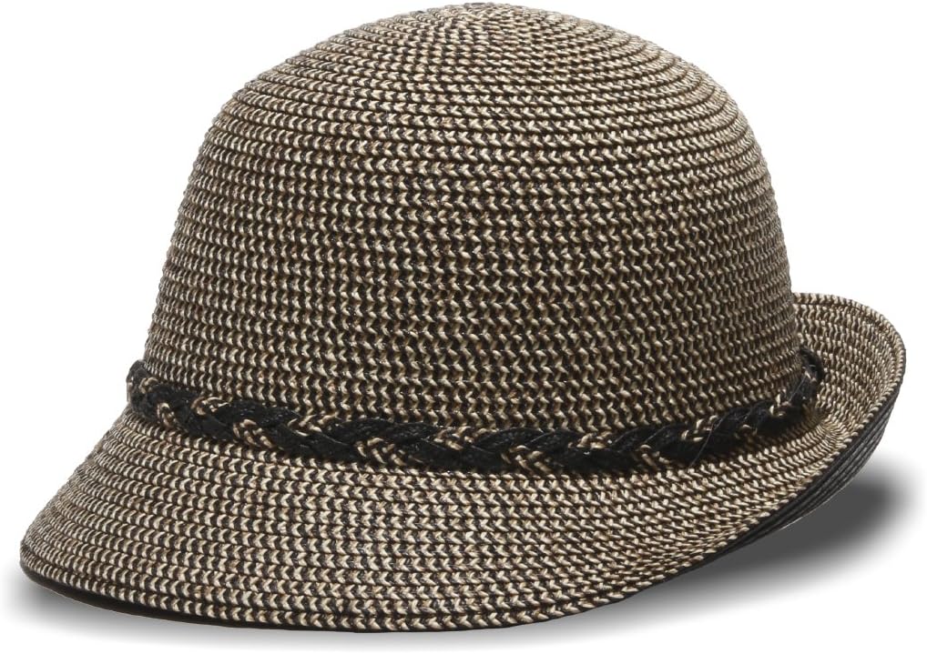 Physician Endorsed Brixby Cloche Straw Hat 50+ UPF (Black Tweed)