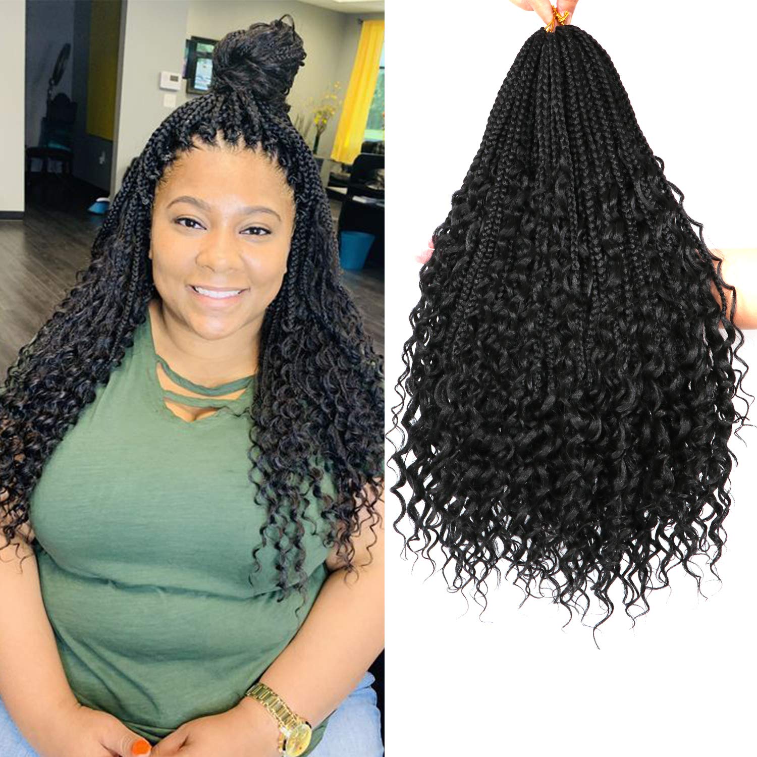 7 Packs 20 Inch Crochet Box Braids Hair with Curly Ends Prelooped