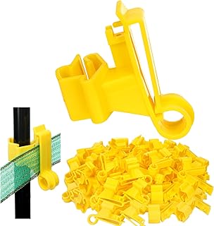 Chunful 100 Pcs T-Post Poly Tape Insulator Large Snap T-Post Holding Electric Fence Insulator for Farm Fence (Yellow)