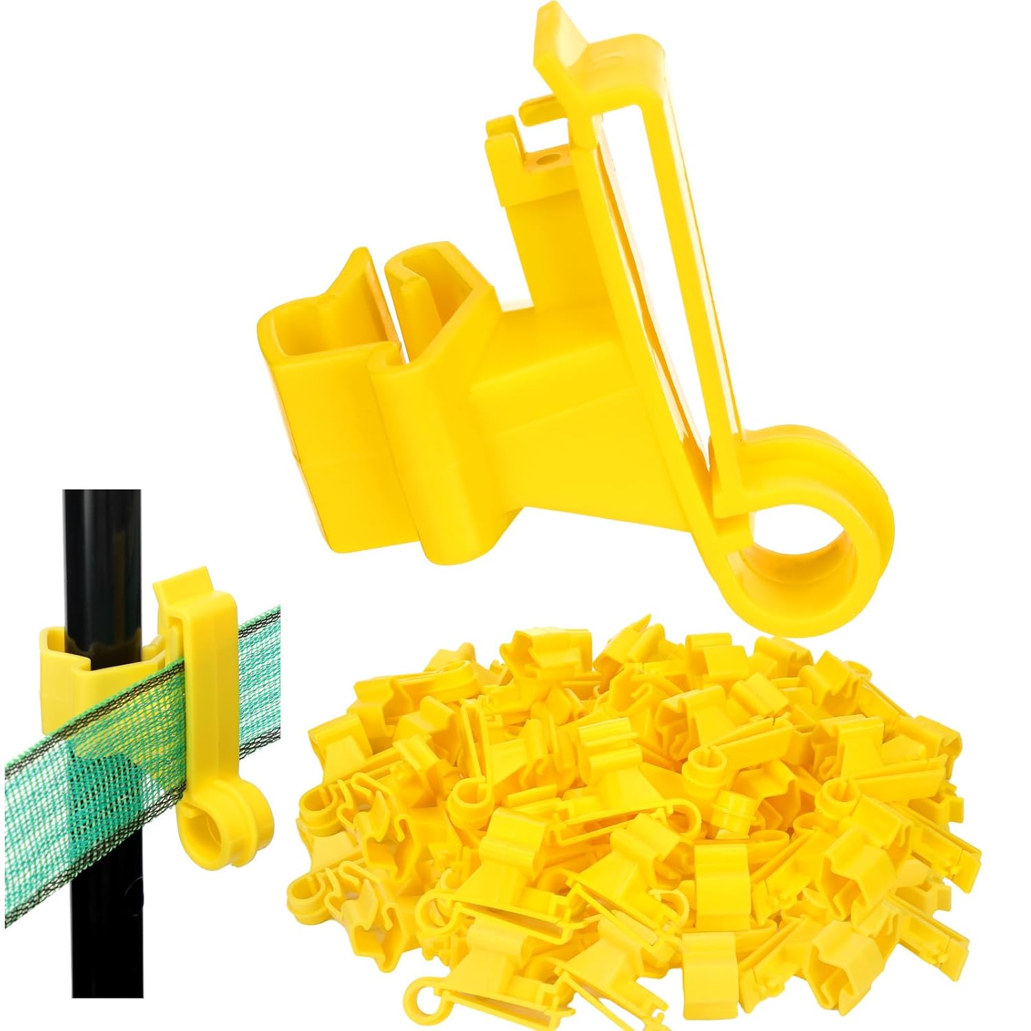 Chunful 100 Pcs T-Post Poly Tape Insulator Large Snap T-Post Holding Electric Fence Insulator for Farm Fence (White)