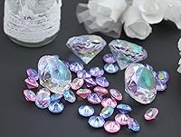 Vista 5 de Allstarco 4 piezas de 2.362 in extra grandes de diamante acrílico con revestimiento AB para decoración de mesa de boda, rellenos de jarrón envueltos