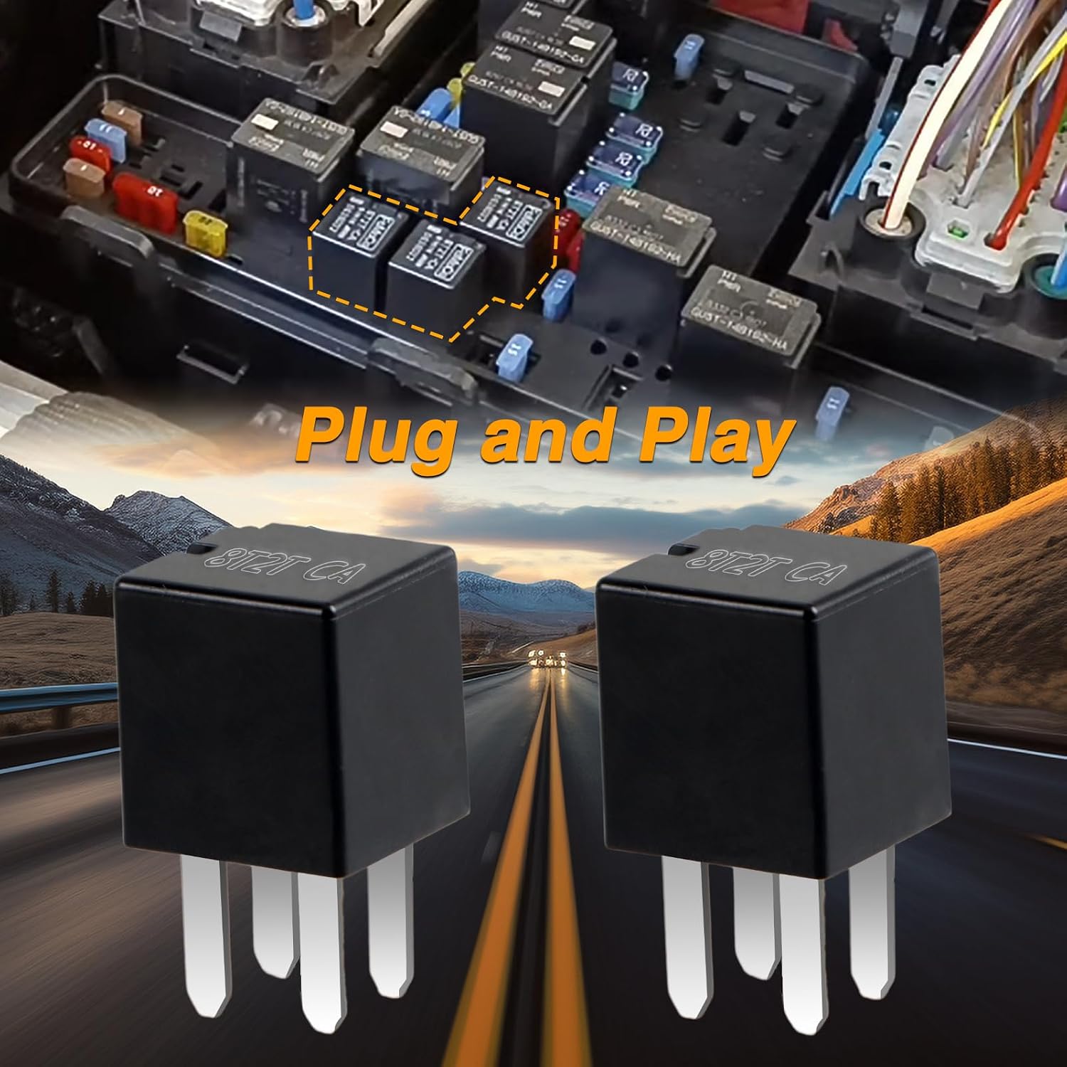 2PCS Multi Purpose Relays Automotive Power Relays Compatible with Ford E-150 E-250 F-150 Expedition Lincoln Navigator MKT Mercury Mariner Milan Montego Replace#: 5L3Z-14N089-AA HU5Z-14N089-B