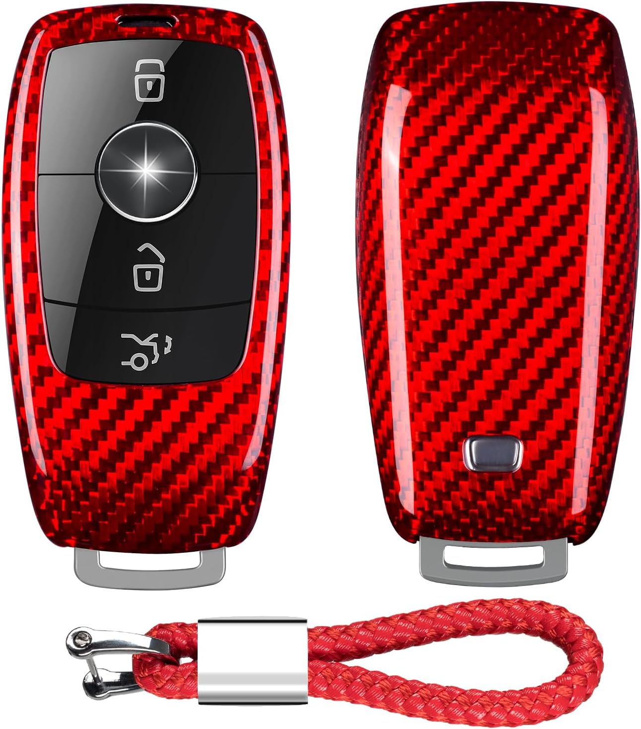 T-Carbon Real Glass Fiber Key Fob Cover Compatible With Mercedes Benz, Protector Fits For Benz A B C E S Cla Clk Cls Gla Glc Gle Glk Slk Amg Series Keyless Smart