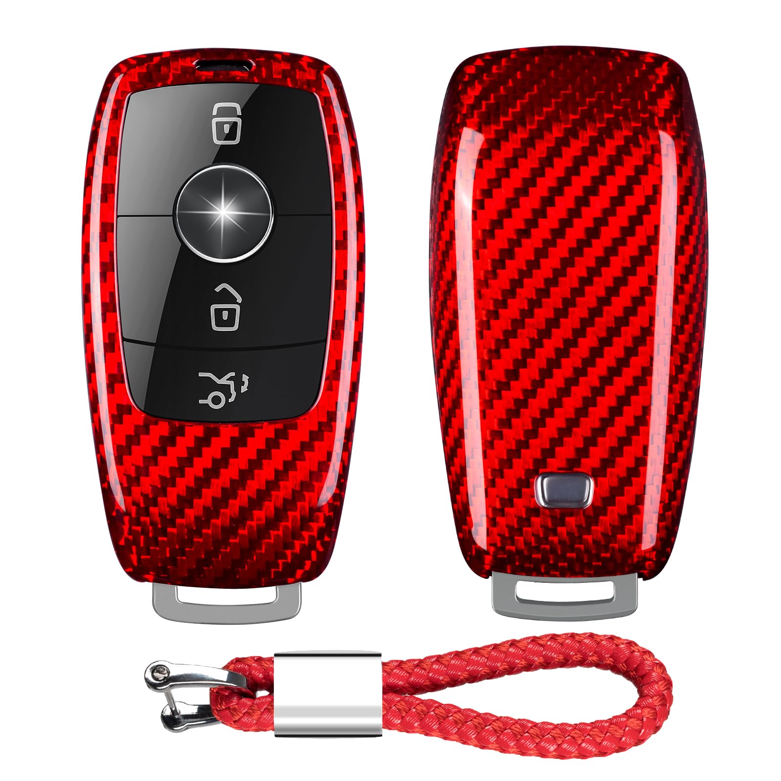 T-Carbon Real Glass Fiber Key Fob Cover Compatible With Mercedes Benz, Protector Fits For Benz A B C E S Cla Clk Cls Gla Glc Gle Glk Slk Amg Series Keyless Smart