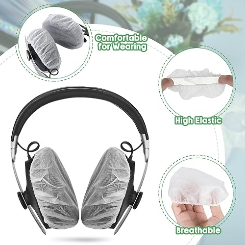 Miniatura 3 de Tatuo 500 fundas desechables para auriculares sobre la oreja, almohadillas sanitarias elásticas, cubiertas blancas para auriculares no tejidas, 4.3