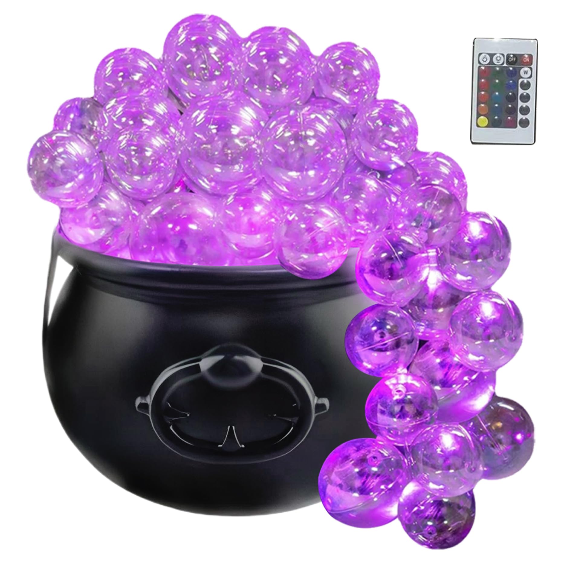 Caldero de Halloween de carga USB kit de decoración con luces LED y bolas transparentes para hogar
