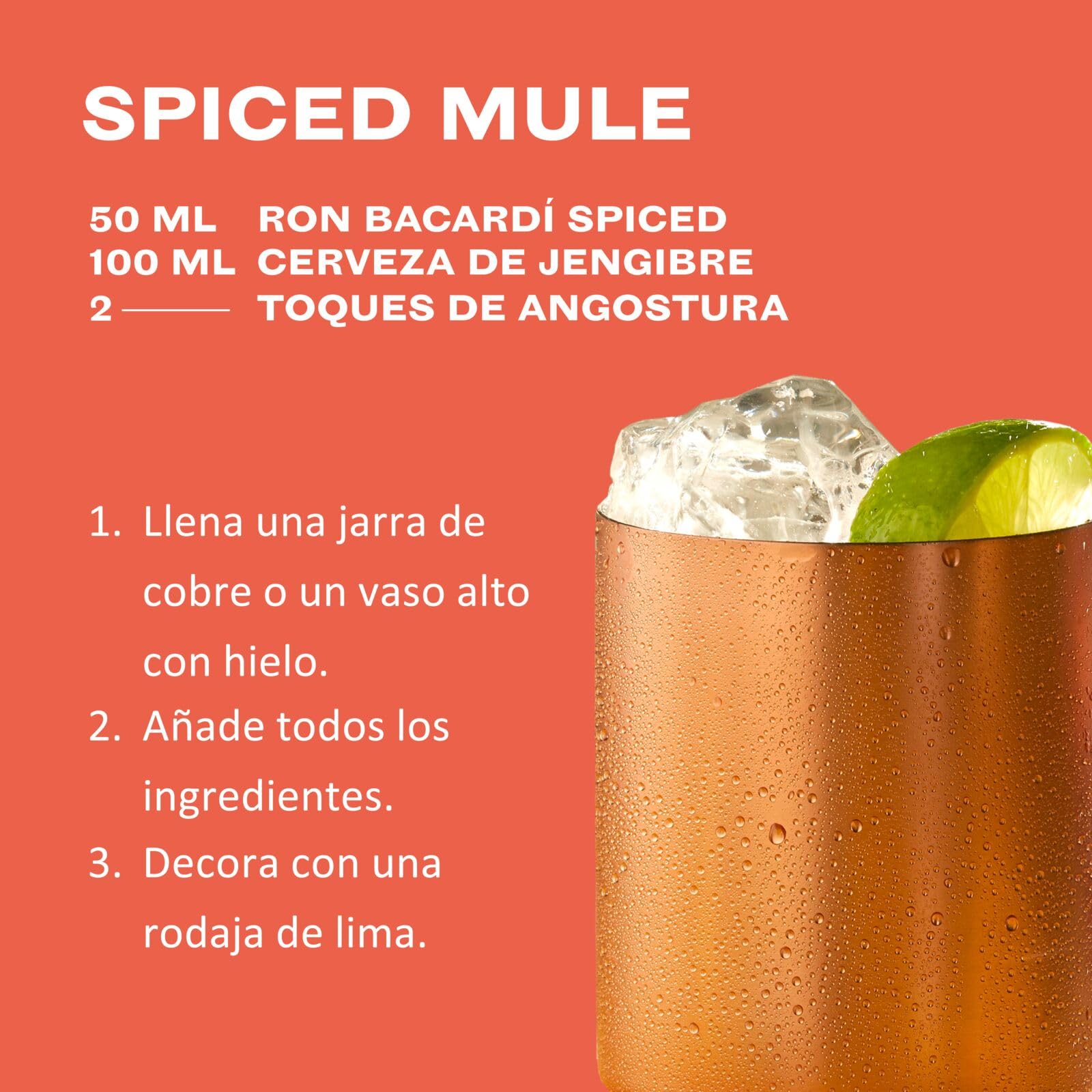 Ron BACARDÍ Spiced 35% 70 cl 700 ml licor envejecido en barrica con aromas naturales y especias