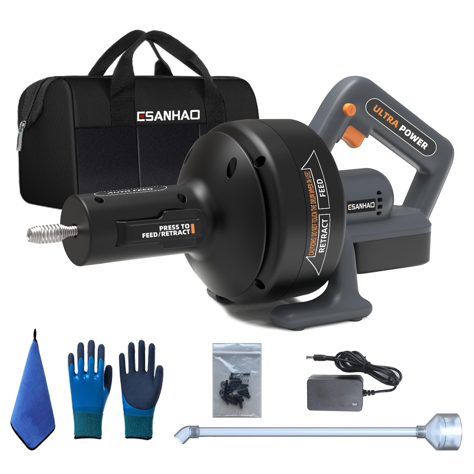 ESANHAO 25 FT Cordless Drain Cleaner