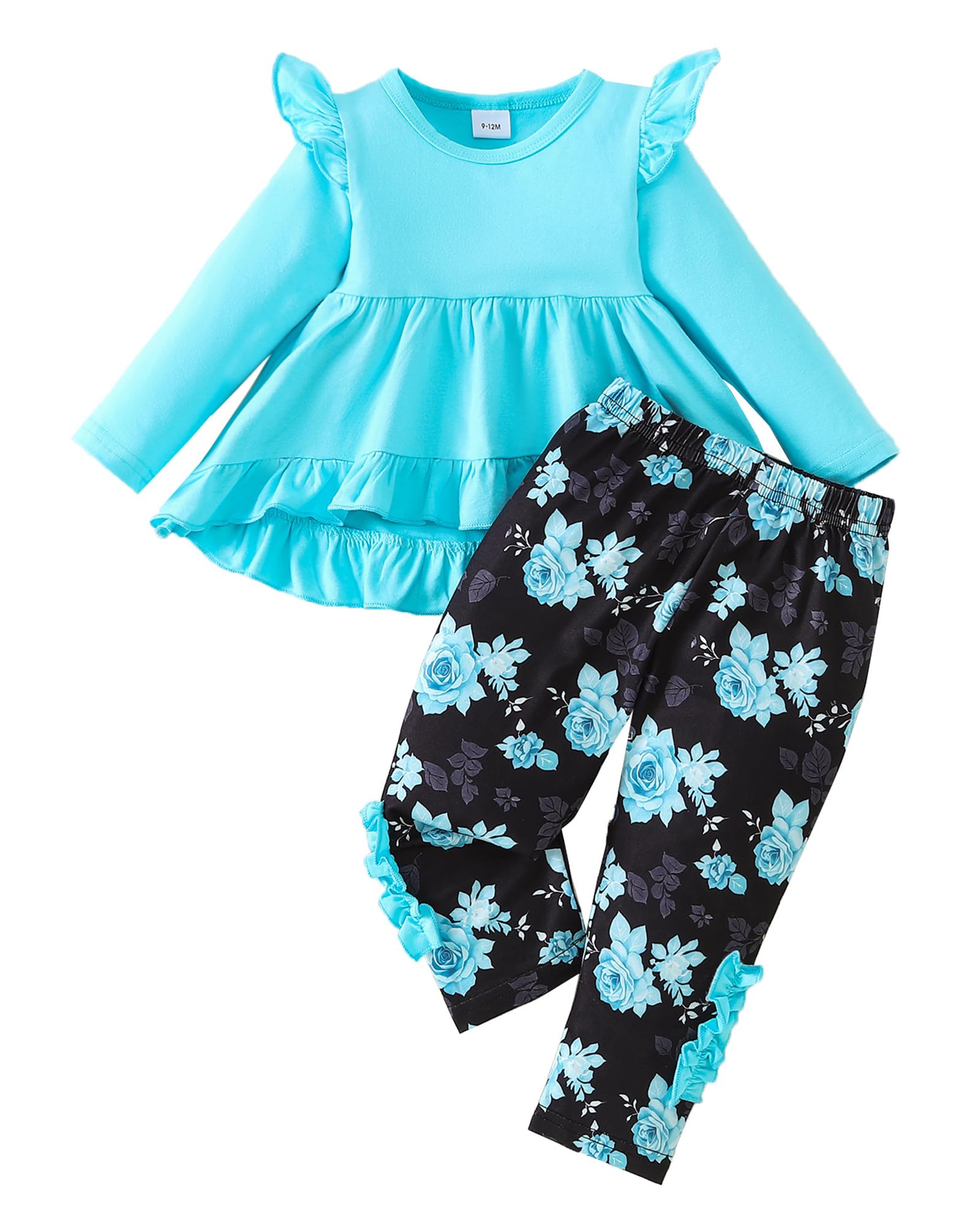 Weebaby Baby Girl Clothes Infant Toddler Girl Clothing Ruffle Shirt High Low Top Floral Allover Pant Little Girls Clothes