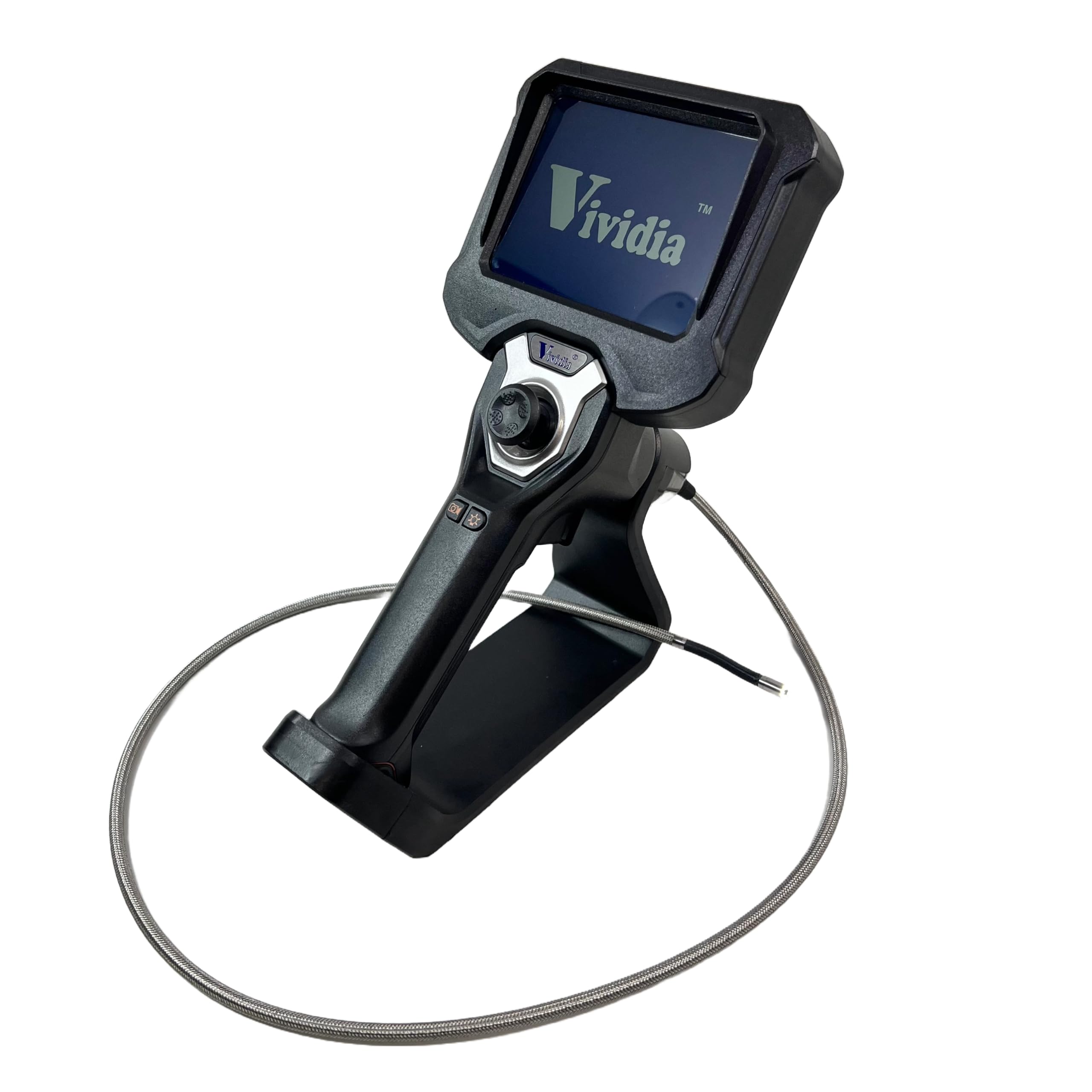 Vividia CF-6010 360° Joystick Articulating Borescope, 6mm/0.24in Diameter, 3.3ft/1m Flexible IP67 Waterproof Probe, 5" LCD Monitor