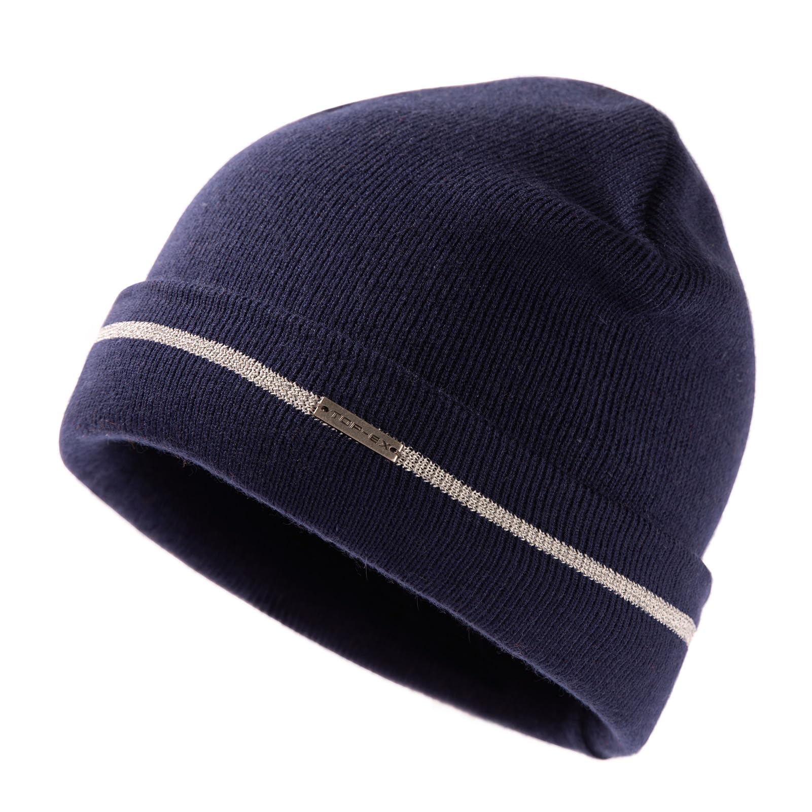 TOP-EX Bonnet 50 % laine mérinos pour homme et femme avec bandes réfléchissantes - Pour l'hiver - Pour la course à pied - Pour sports par temps froid - 56 à 65 cm