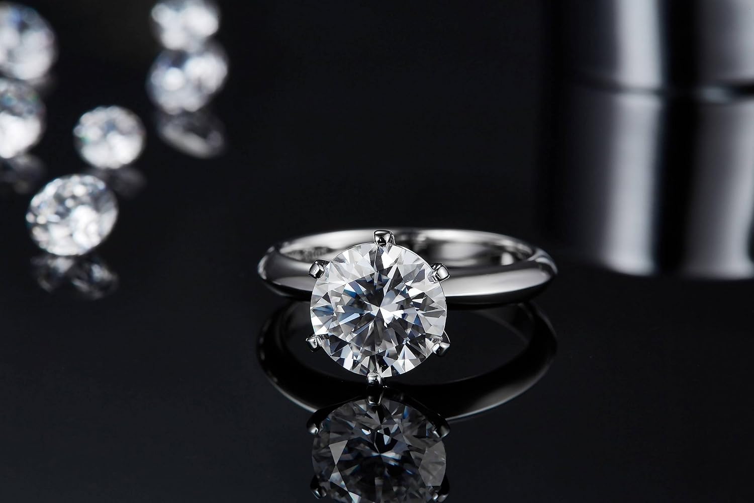 Gem's Beauty Green Moissanite Rings 0.5Ct /1.0Ct/1.5Ct/2.0Ct/3.0Ct/5.0Ct D Color Round Diamond Green Moissanite Rings Sterling Silver Band Ring Wedding Engagement Rings for Women(Size 5-10)