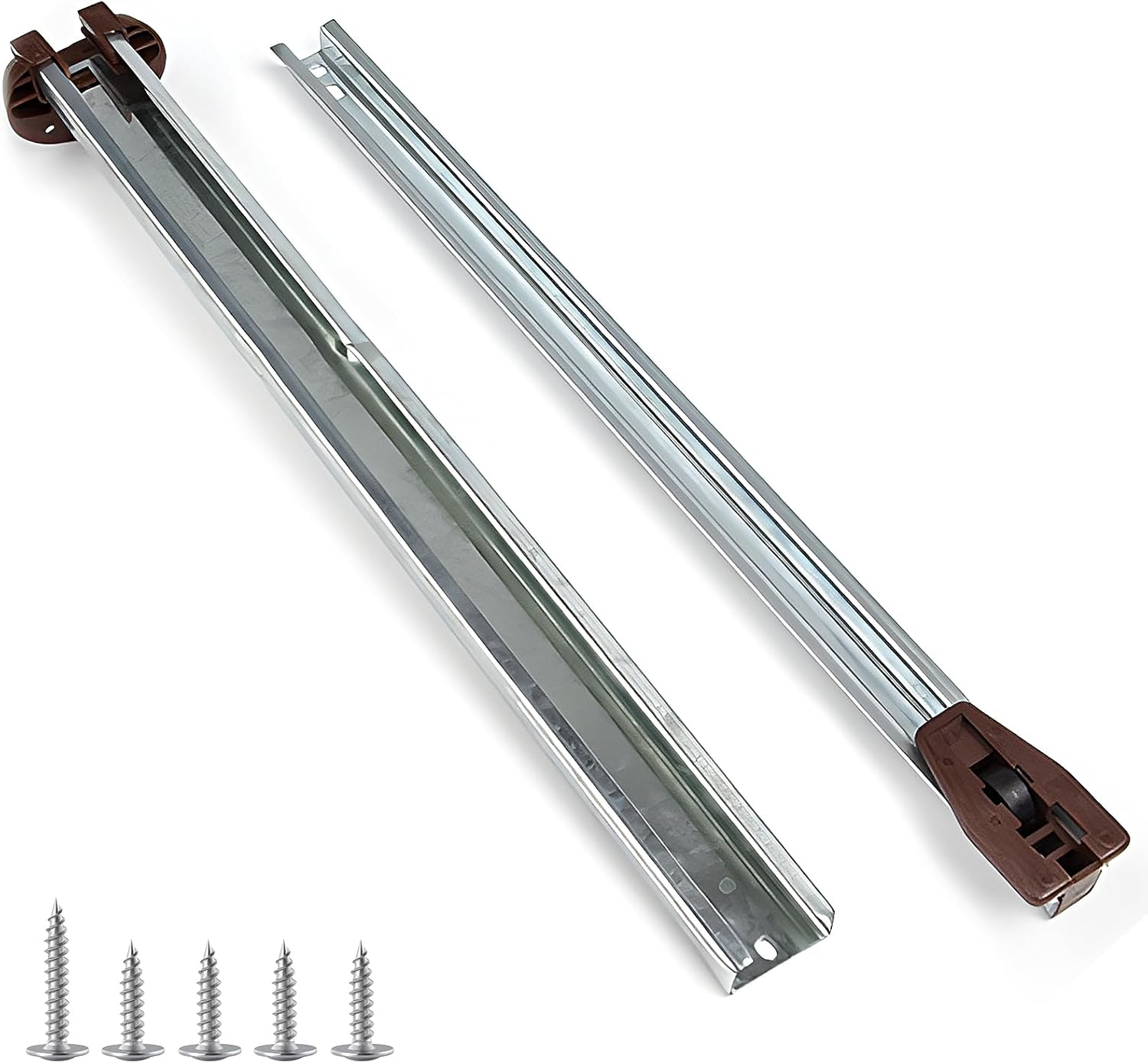 Drawer Slides Center Track for Kenlin Rite-Trak II Rails Kit, 15 Inch Drawer Metal Slides with Stop & Roller, Replacement for Dresser Nightstand Wardrobe Cabinet Drawer Tracks and Rails Kits (1 Pack)