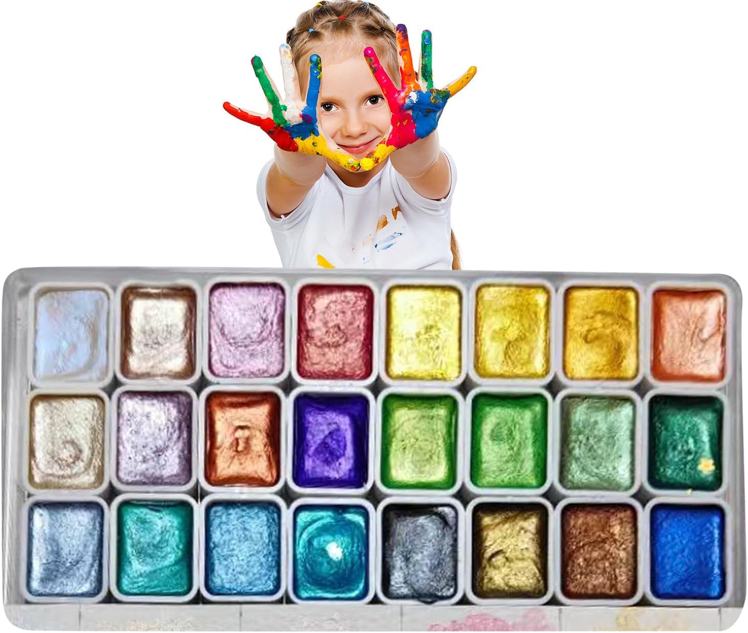 20 Colors Watercolor Paint Set, Glitter Watercolour Solid Paint - View #7