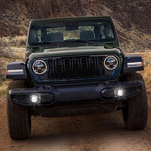 Miniatura 6 de Auxbeam Luces antiniebla LED de 4 pulgadas para Jeep Wrangler JL JLU Sport Sahara Rubicon MOAB 2018-2023, 30 W, chip LED redondo para parachoques