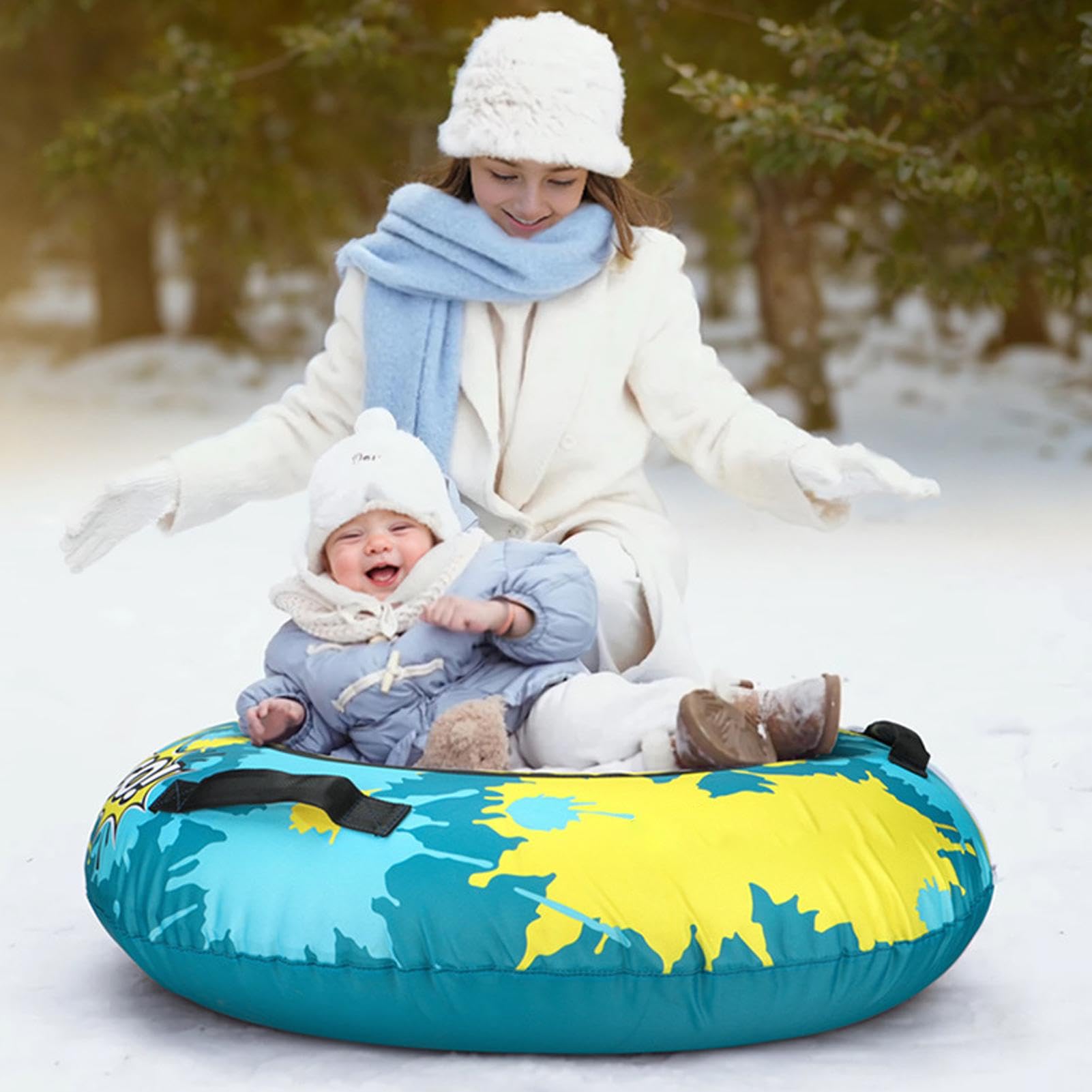 Tubo Da Neve - Traino Per Tubo Da Neve Inverno Gonfiabile, Tubo Da Slitta Gonfiabile | Tubo Da Sci Di Neve Robusto, Scivolo Gonfiabile Per Slittino All'aperto Con Manici Addensati E Co