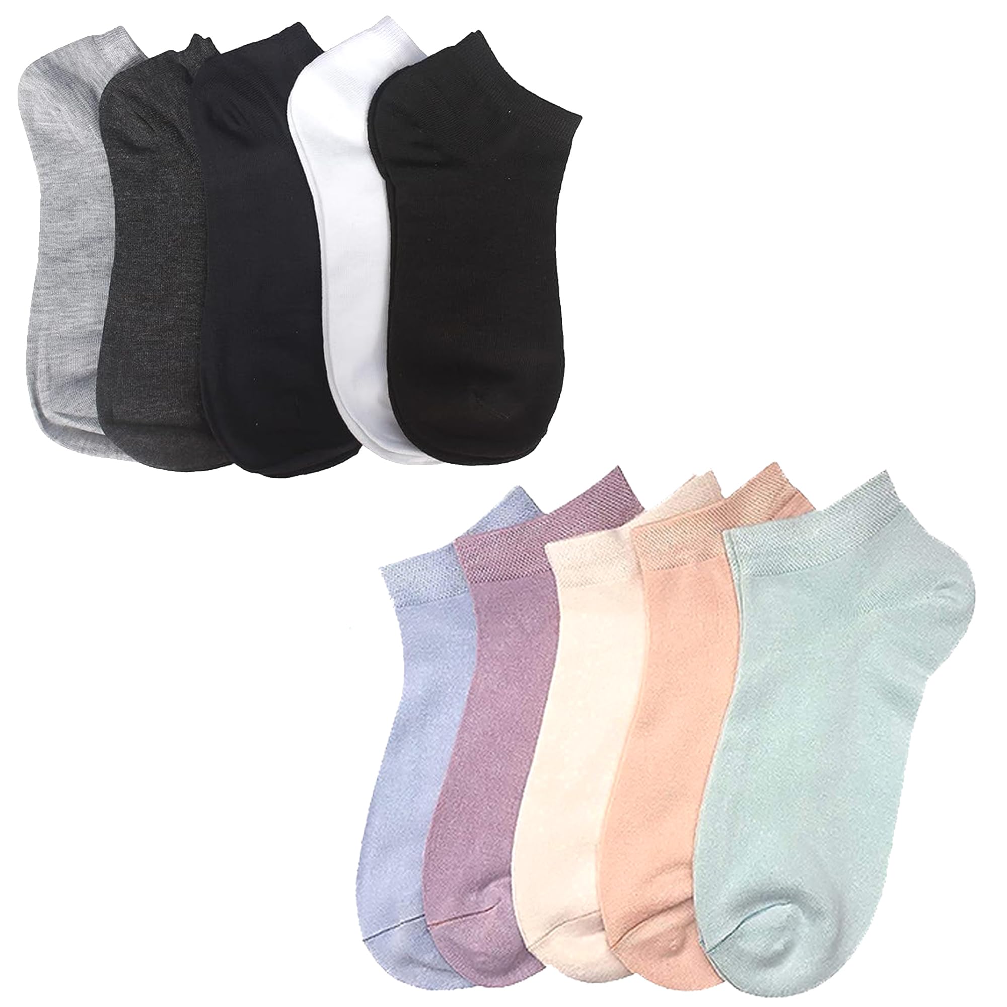 Ankle Length Socks For Men And Women - Pack Of 10 Multicoloured Cotton Socks - Free Size-image-42
