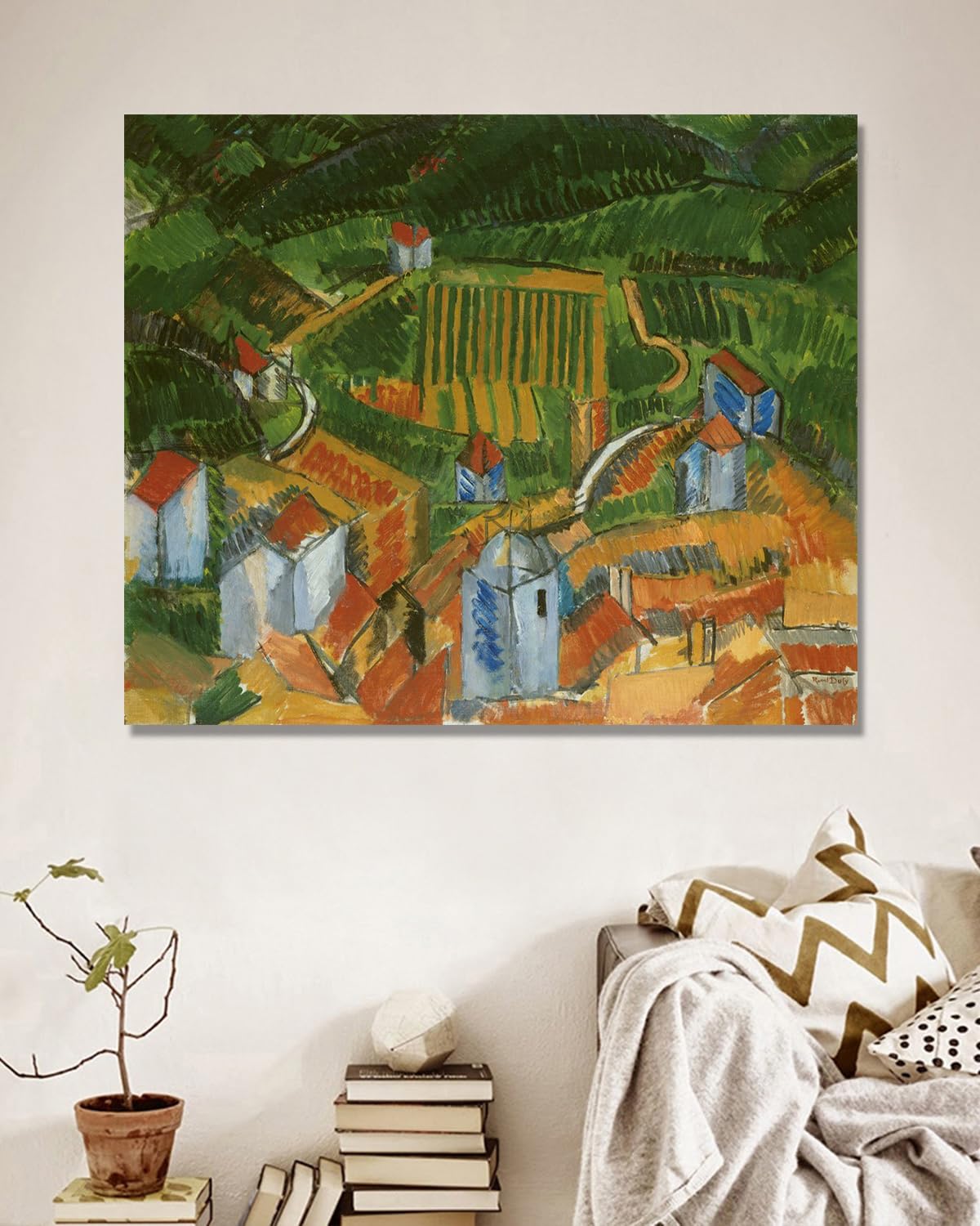 NHLDZYH Raoul Dufy (piękna sceneria 12), plakat podróżny w stylu vintage, sztuka impresjonistyczna, obraz ścienny na płótnie do dekoracji domu, 60 x 72 cm, tylko płótno