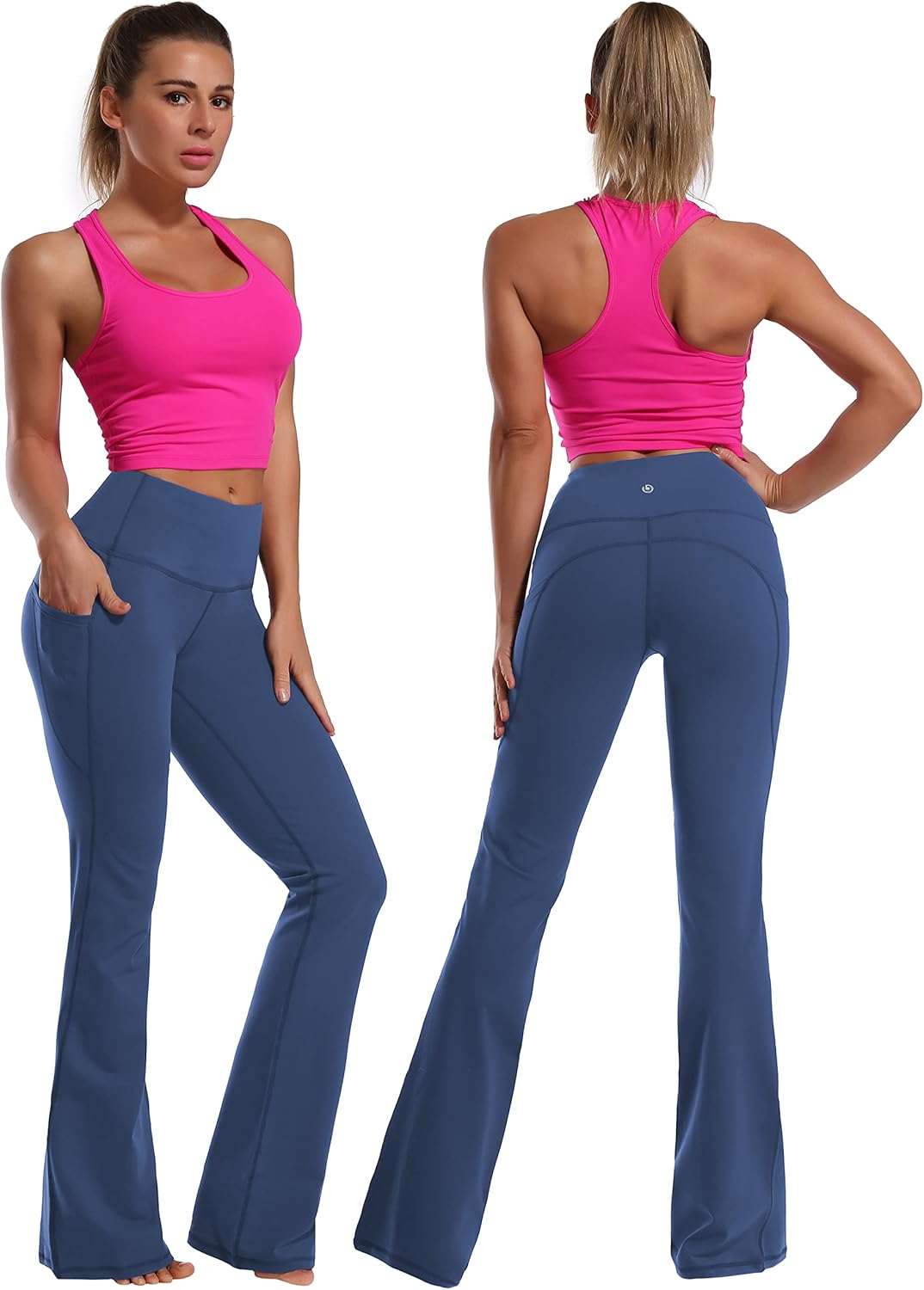 BUBBLELIME 29"/31"/33"/35"/37" Women High Waist Bootlegs Yoga Pants Tummy Control Bootcut Workout Flared Out Pockets - Image 3