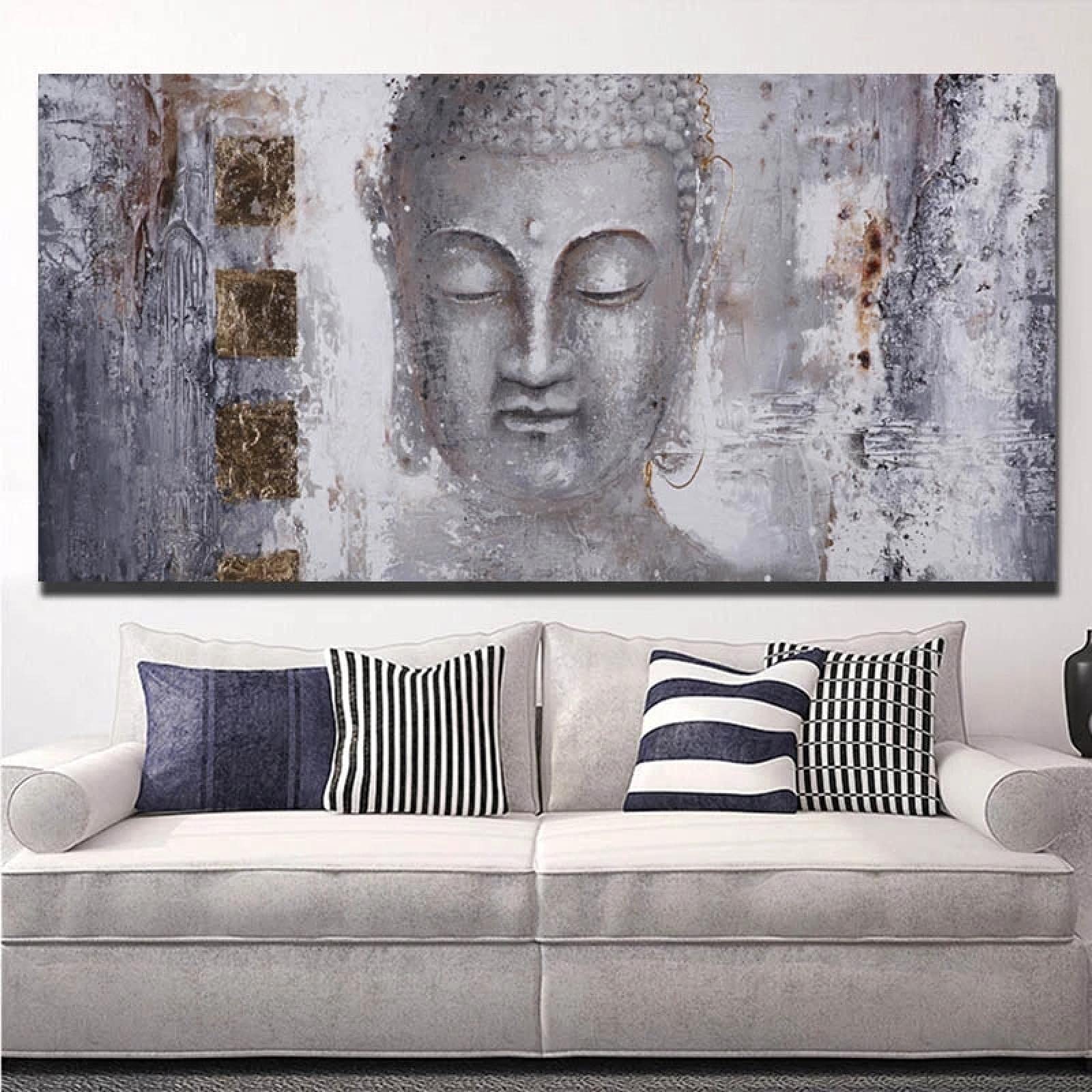 Tableau Mural Bouddha Impression Sur Toile Intissé - Référence H-C-0043-b-n, Neuf