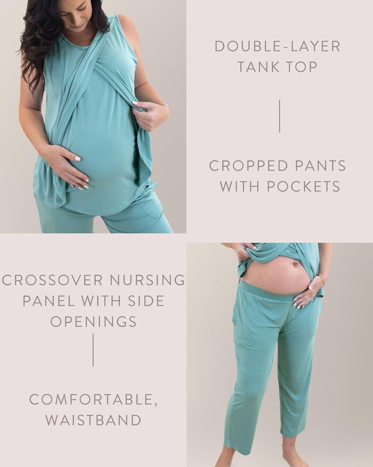 Kindred Bravely Tulip Hem Maternity Pajamas & Postpartum Lounge Sets for Women, Sleeveless Nursing Pajamas - Image 5