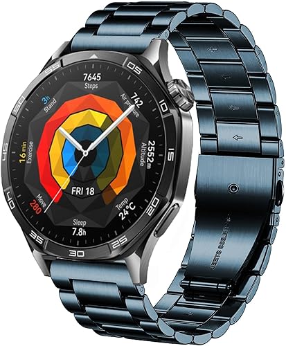 Vista 14 de Correas compatibles con Samsung Galaxy Watch de 1.81 pulgadas / Galaxy 3 de 1.772 pulgadas, correa de repuesto de metal de acero inoxidable para Azul