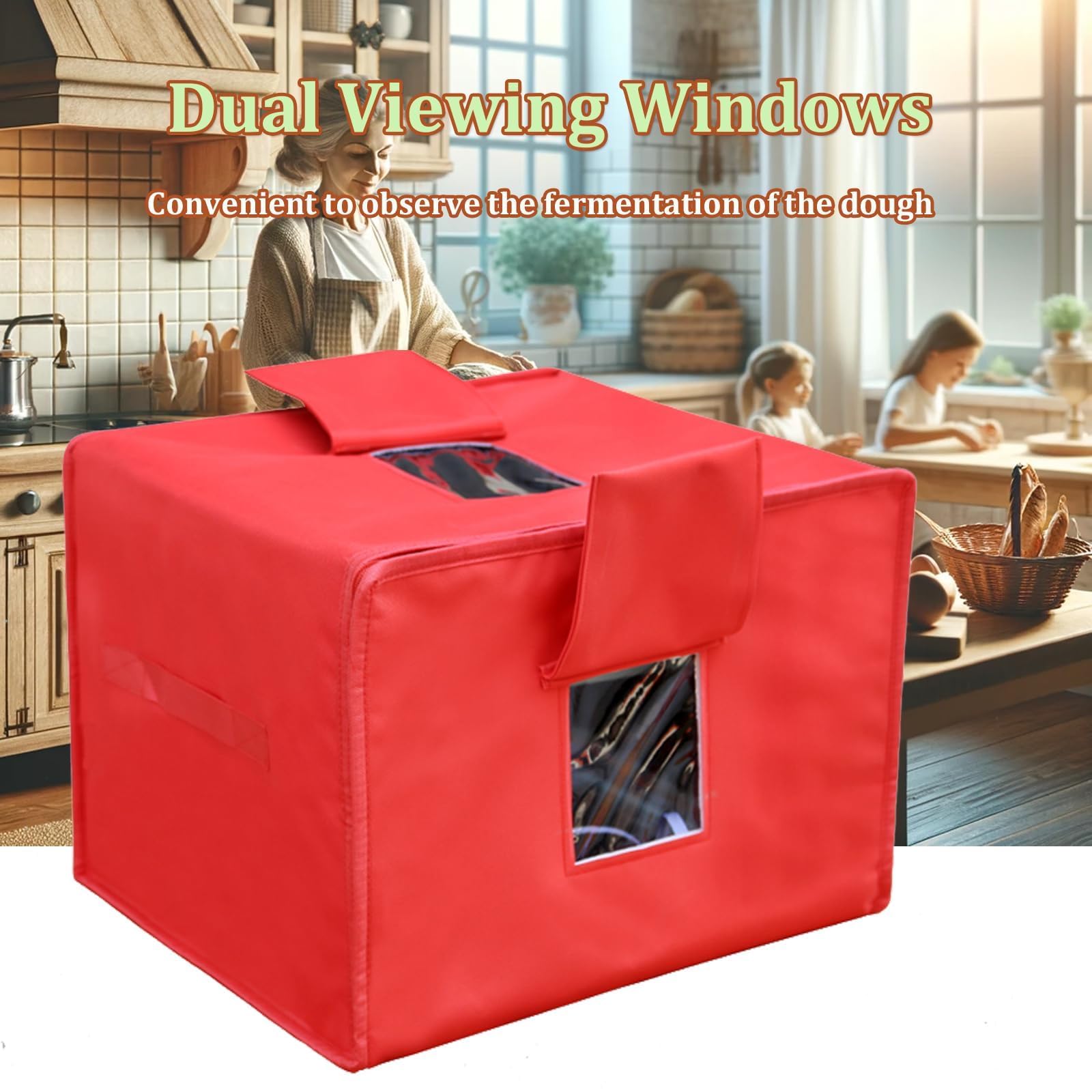 Caja para fermentación de pan, fermentador de masa, caja para fermentación de pizza con tapa, ventana doble, tiempo de 1 a 24 horas, soporte extraíble, fermentador de masa para pan, yogur, vino de a