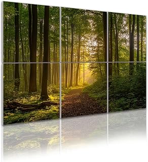 6 Pack Art Acoustic Panels Beautiful mysterious sunset forest sunbeams between trees green plants Sound Absorbing Panel 48"x72" Soundproof Wall Panels Acoustic Wall Art for Studios, Office, Theaters