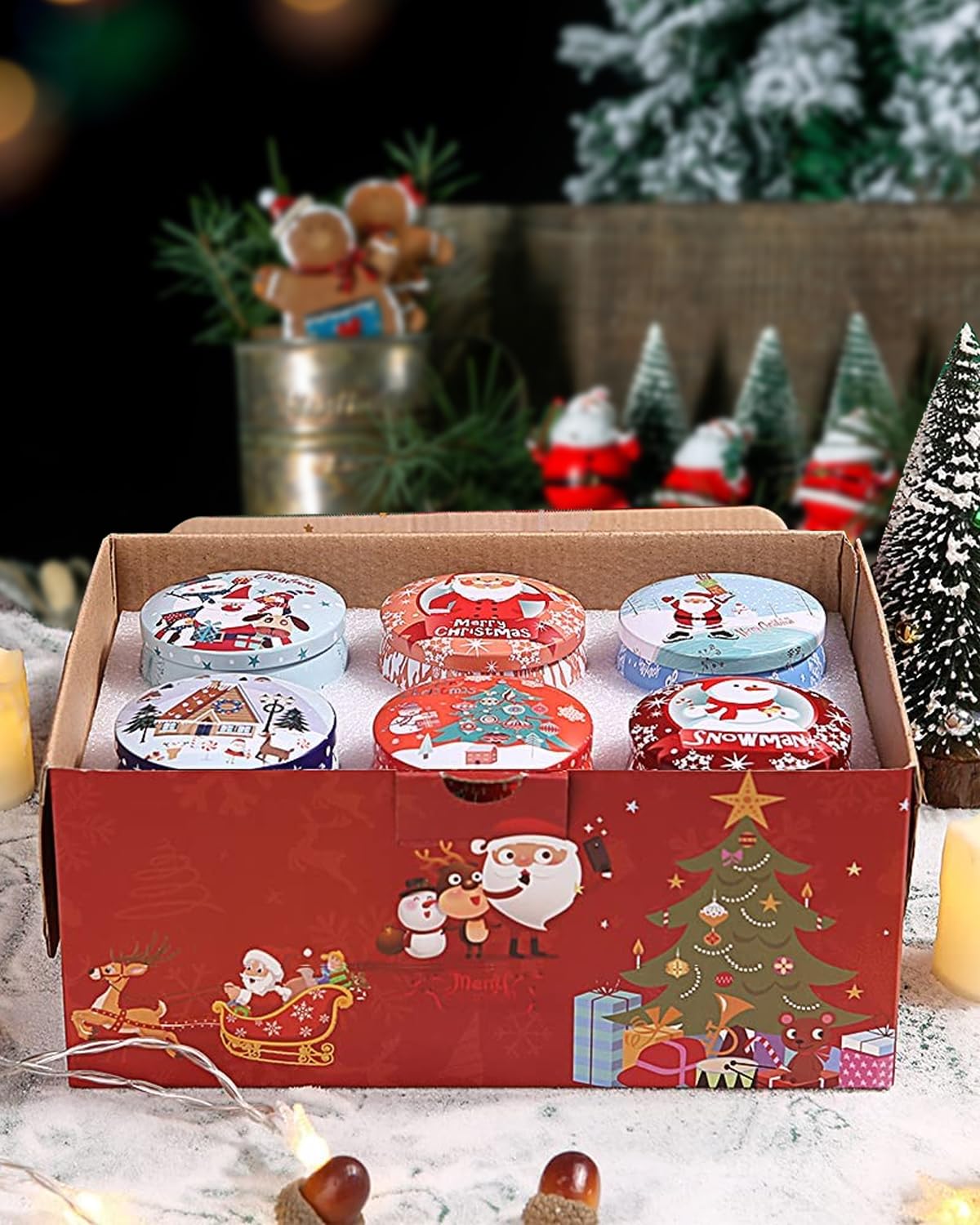 Christmas Scented Candle Gift Set, Velas Perfumadas Juego de 12 Piezas, Vela perfumada de Cera de Soja 100% Natural, Adecuada para Navidad, baño, Yoga, para relajar el Cuerpo, Aliviar el Estrés