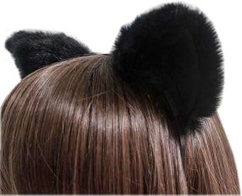E-TING Long Fur Cat Ears Anime Cosplay Headband Hairband Halloween Cosplay Party Costume