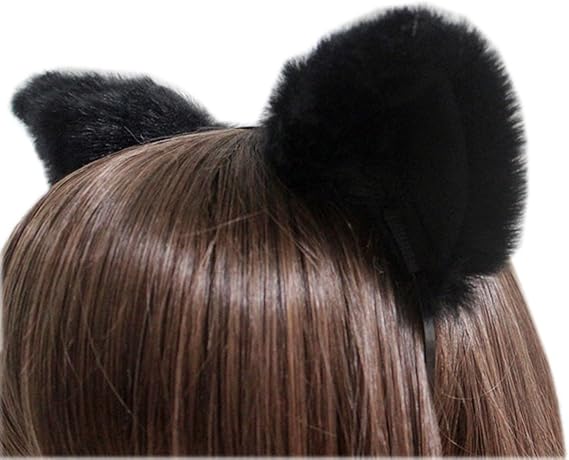 E-TING Long Fur Cat Ears Anime Cosplay Headband Hairband Halloween Cosplay Party Costume