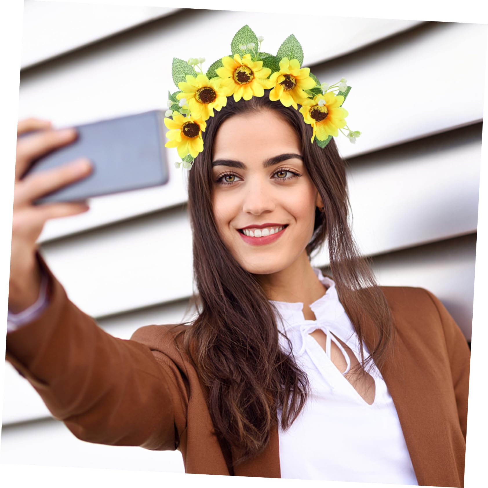 FRCOLOR 5stücke Blumenkranz Haarreif Mit Sonnenblumen Für Frauen Boho Haarschmuck Für Hochzeiten Festivals Und Partys Leicht Und Komfortabel Perfektes Accessoire Zur Verschönerung