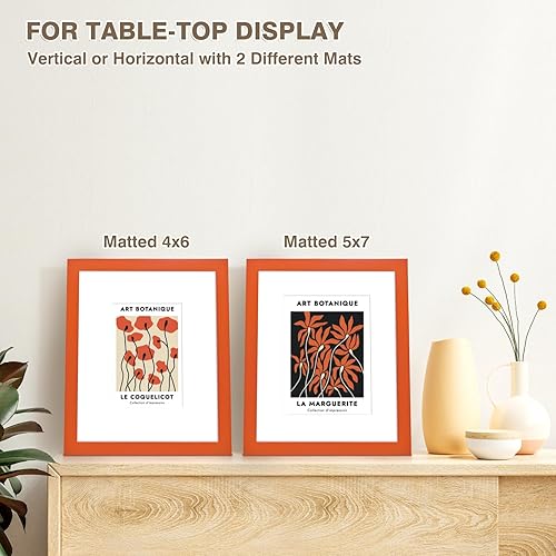 Vista 208 de KINLINK Marco de fotos A4 natural, de madera maciza con plexiglás acrílico para fotos A5 con paspartú o A4 sin paspartú, marco de fotos para mesa