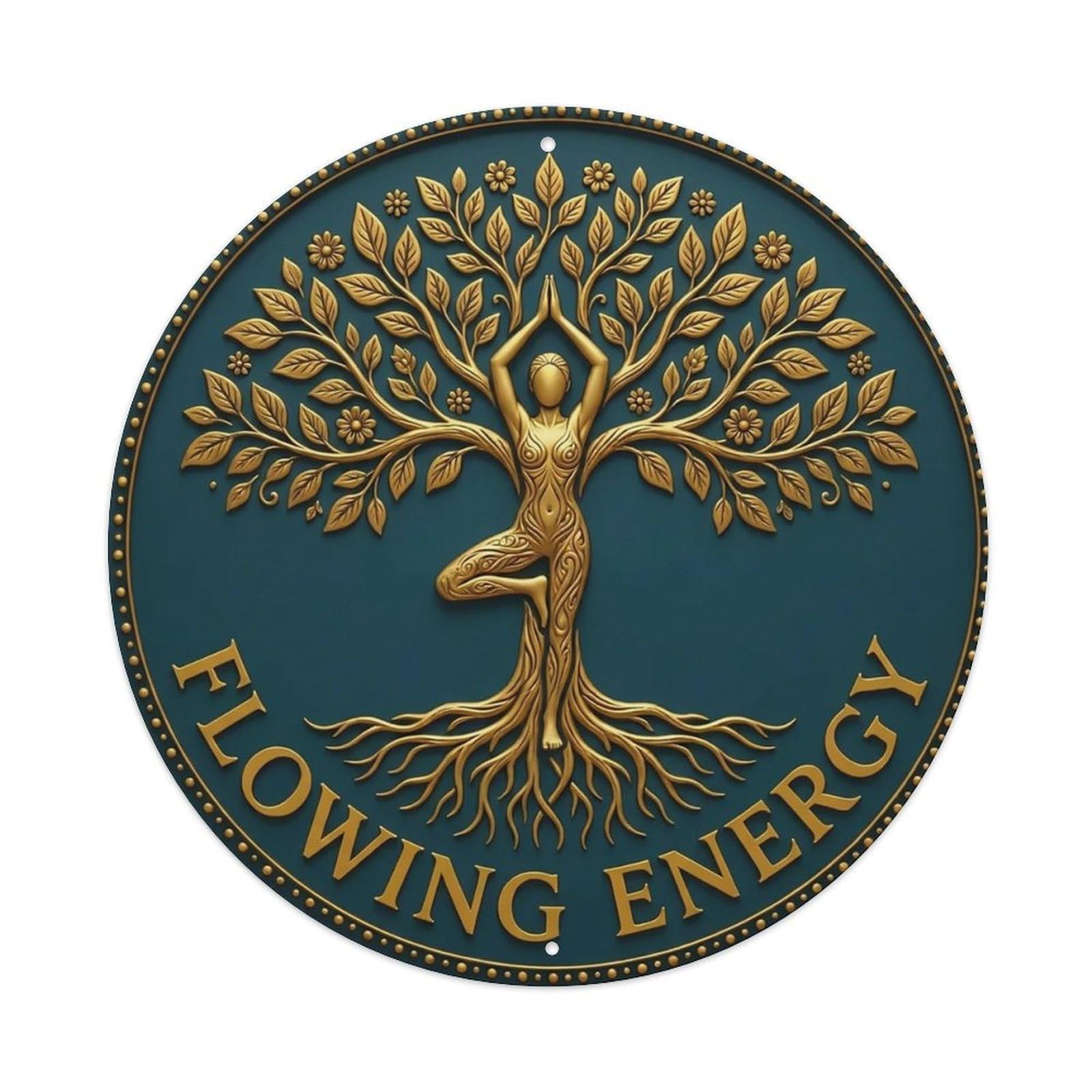 Vintage Flowing Energy Flower Zen Yoga Metal Tin Sign