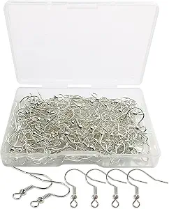 120pcs Hypoallergenic Silver Plated Fish Hook Earring Hooks with Storage Box for DIY Jewelry Making