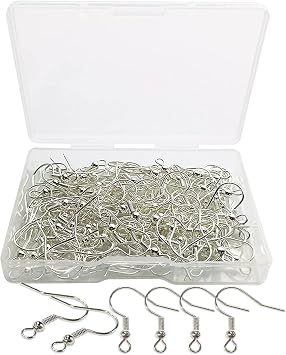 Earring Hooks with Ball and Coil, Hypo Allergenic Plated Silver Ear Wires