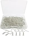 120pcs Earring Hooks with Ball and Coil, Hypo Allergenic Plated Silver Ear Wires with Transparent Storage Box, for DIY Jewelry Making