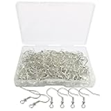 120pcs Earring Hooks with Ball and Coil, Hypo Allergenic Plated Silver Ear Wires with Transparent Storage Box, for DIY Jewelry Making
