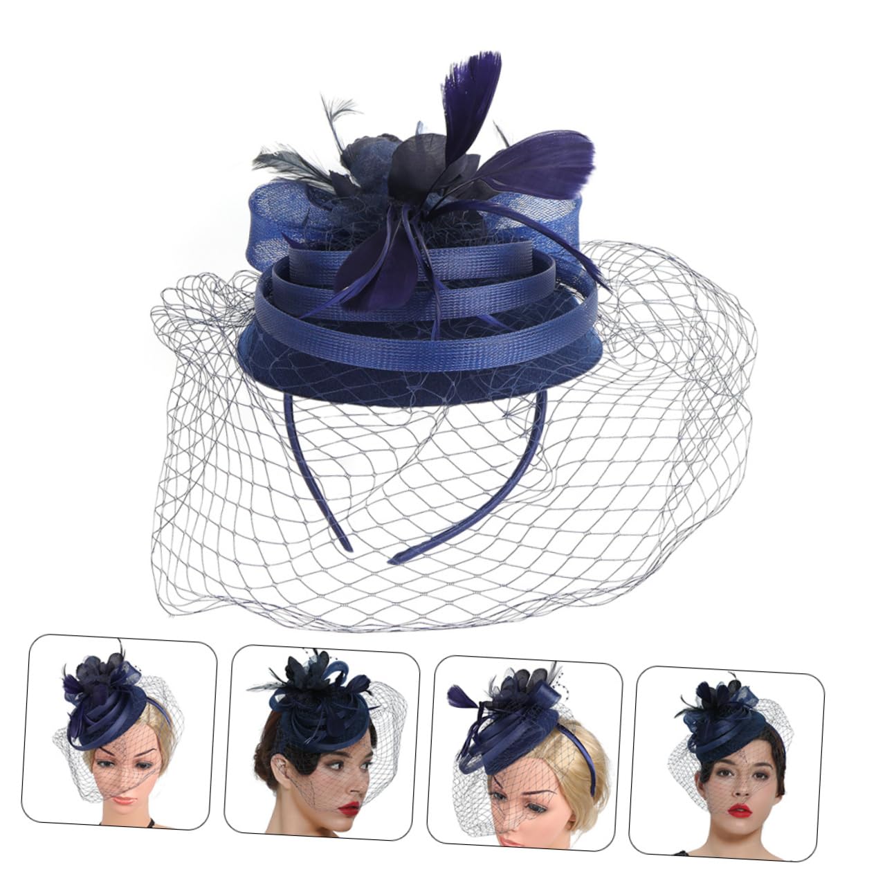 FRCOLOR 5pezzi Fascinator Elegante per Donne Cappello Cerimonia Multifunzionale Accessorio per con Clip Rimovibile per Feste Te Matrimoni e Occasioni Speciali