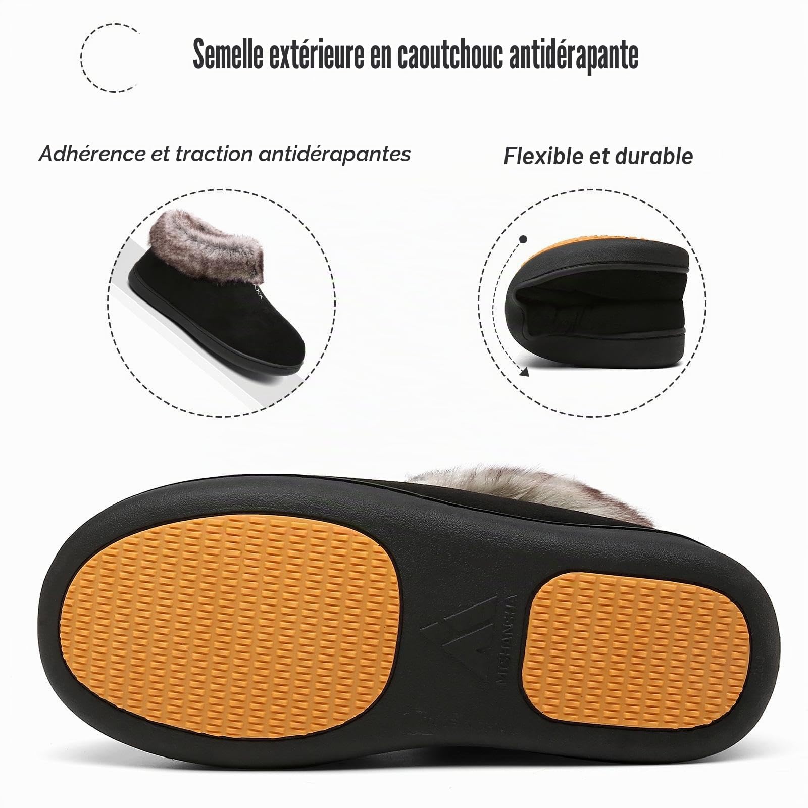 Mishansha Chaussons Femme Hiver Chaud Fourrés Pantoufles Mousse Mémoire Gr.36-43