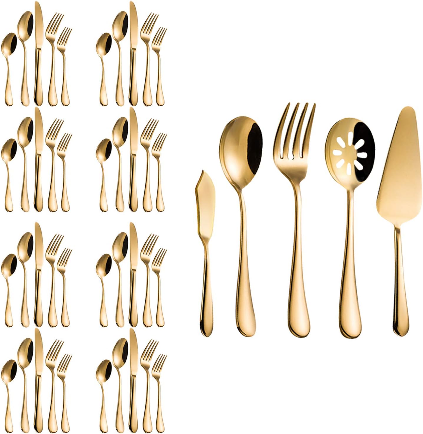 Flatware Set, Magicpro Modern Royal 45-Pieces gold Stainless Steel Flatware for Wedding Festival Christmas Party, Service For 8