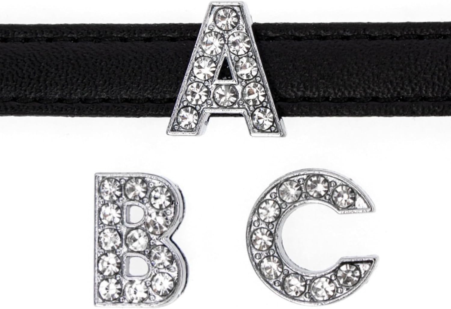 26 pcs A-Z Full Rhinestone Charms 8mm Slide Alphabet Crystal Letters for DIY Slide Wristbands, Bracelets, Hair Clips, and Jewelry Making Charms, shoe lace charms, bracelet charms - Image 3