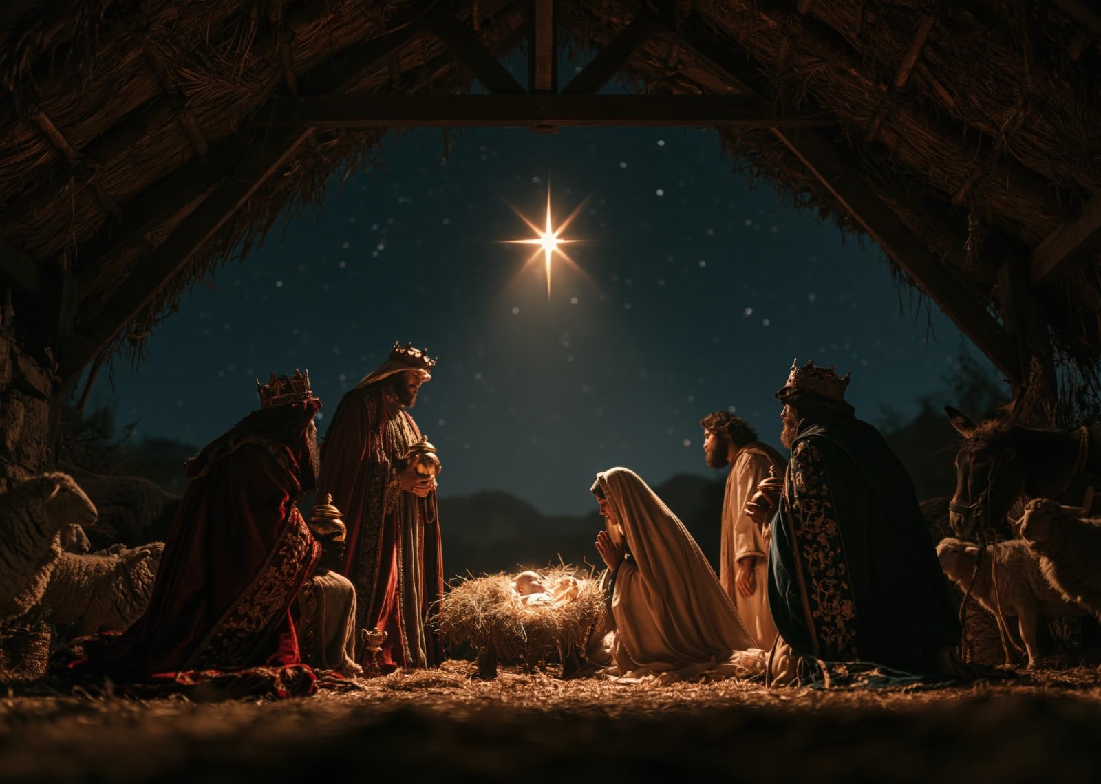10x8FT (3x2.5m) Re Magi Adorano Gesù Bambino Sfondo Fotografico