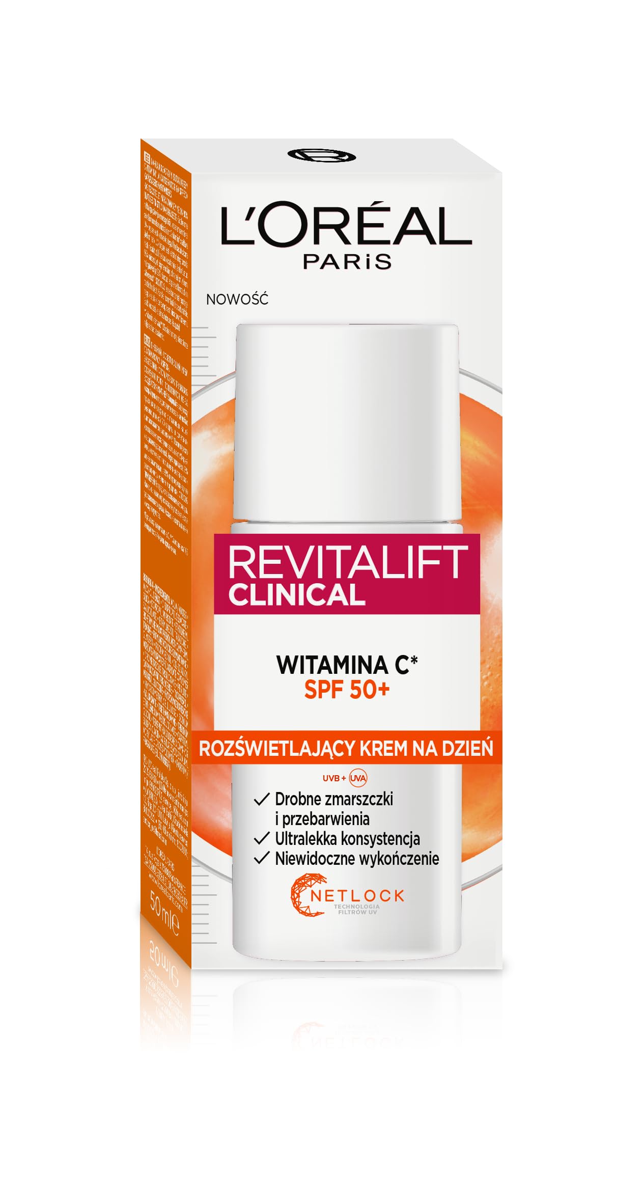 L'Oréal Paris Revitalift Clinical Rozświetlający UV fluid SPF50+ z witaminą C*, 50 ml