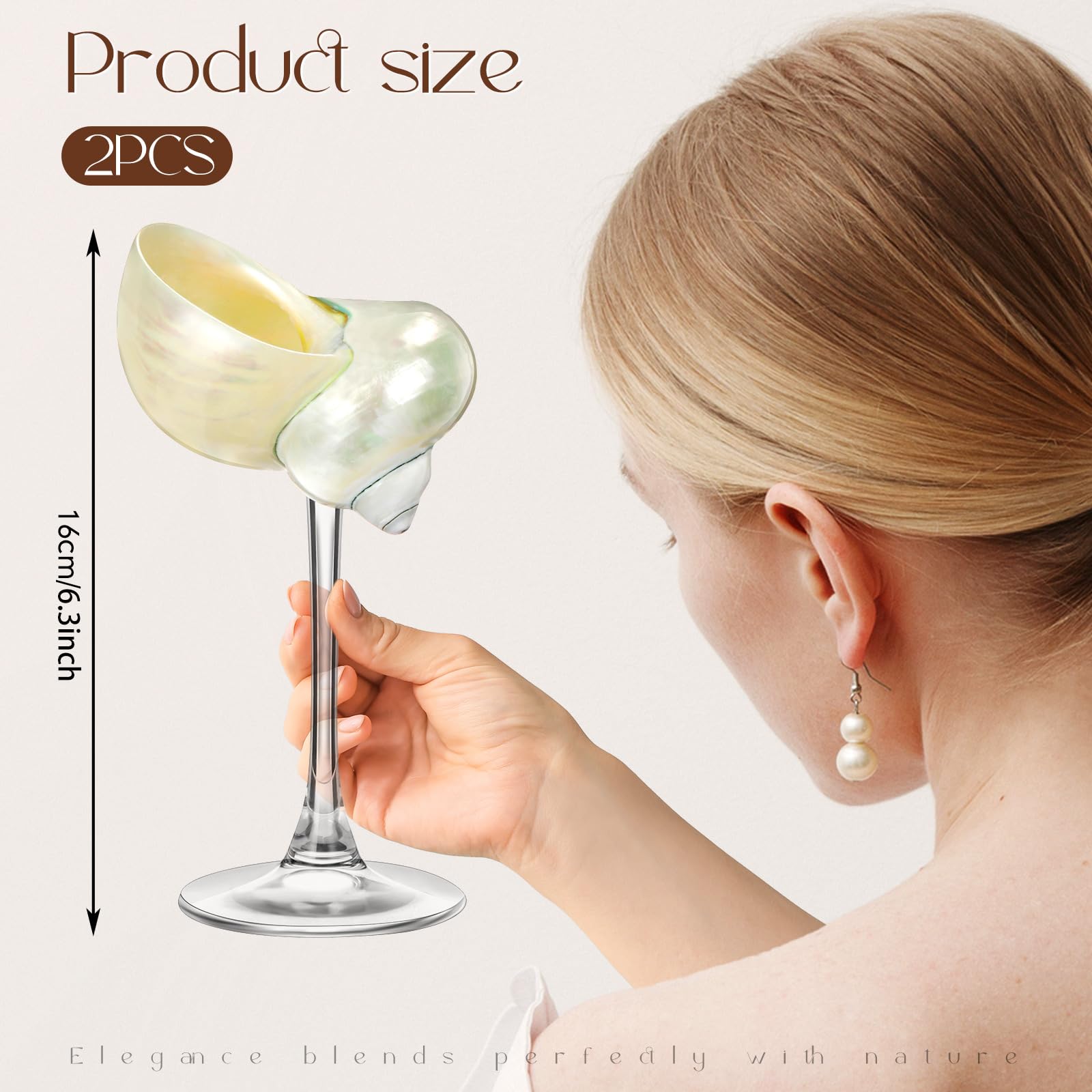 Copas de vino de concha de concha, copa de vino de boda, copa de Martini, copas de cóctel, vasos para beber para cumpleaños, boda, playa, damas de honor, fiesta de aniversario (concha blanca