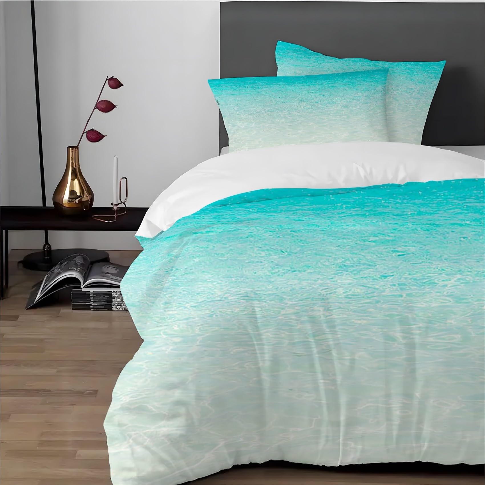 布団・毛布 Blueberry Floral 7-Piece Navy Blue Soft Microfiber King Comforter Set