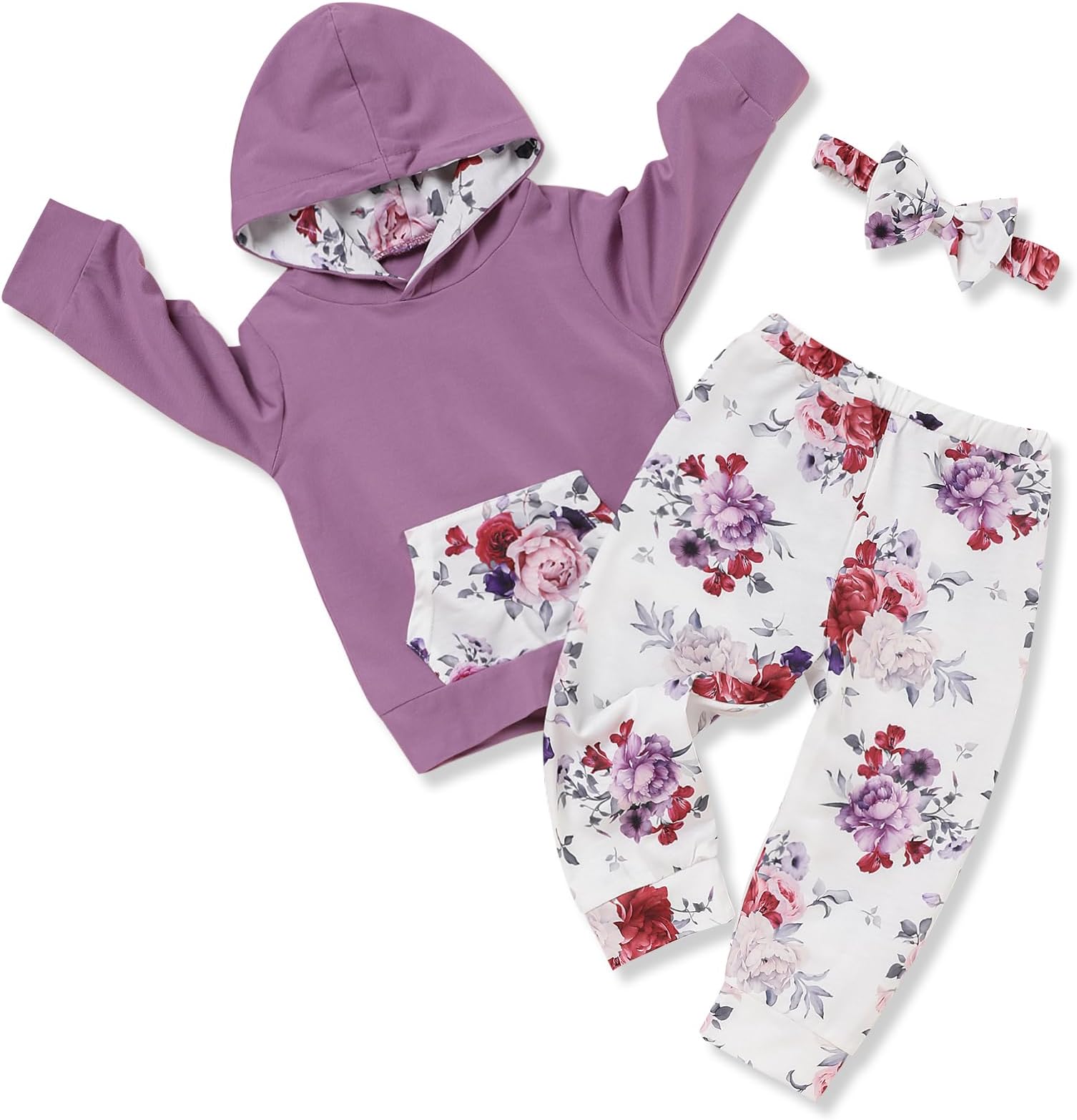 Wexuua Baby Girl Clothes Long Sleeve Hoodie Tops Pants Outfits Infant Toddler Girls Clothing Sets